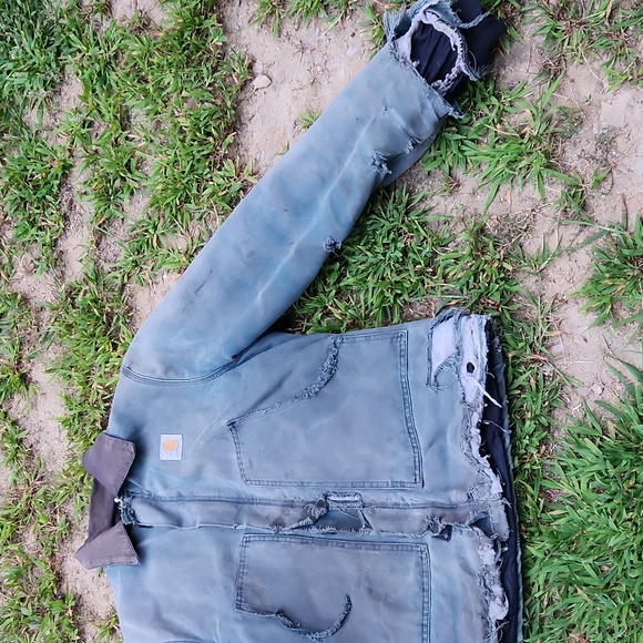 Carhartt  Chore Coat Vintage THRASHED Green Stained Ripped Canvas Grunge - Picture 2 of 9